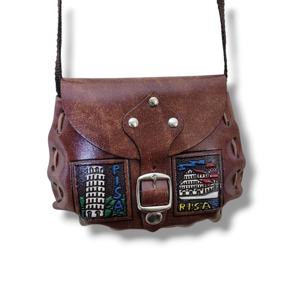 Italian Leather Mini Crossbody Bag Artisan Wanderlust Folk Style Purse - Picture 2 of 12